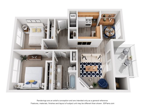 Floor plan for 2 beds, 1 bath, 920 sqft